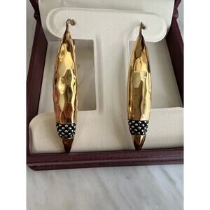 Michael Dawkins Hammered 925 Sterling Silver Gold Two Tone Drop Earrings